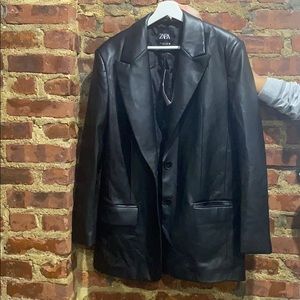 Faux Leather Oversized Blazer